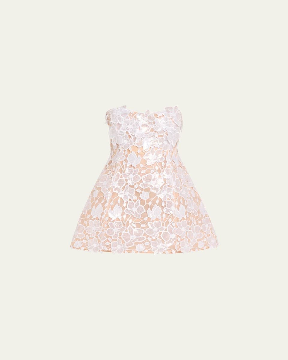 Alira Strapless Sequined Lace Mini Dress
